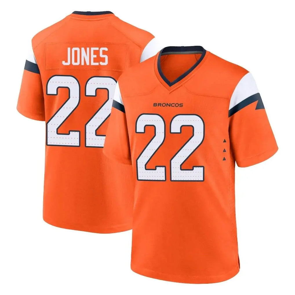 tocy D.Broncos #22 Brandon Jones Player Orange Home Game Stitched Jerseys