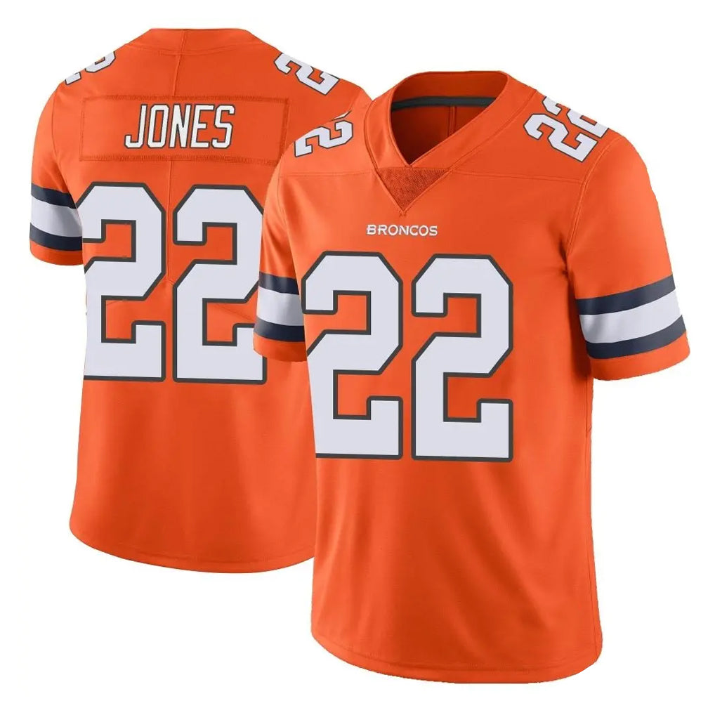 tocy D.Broncos #22 Brandon Jones Player Orange Vapor Untouchable Limited Home Game Stitched Jerseys