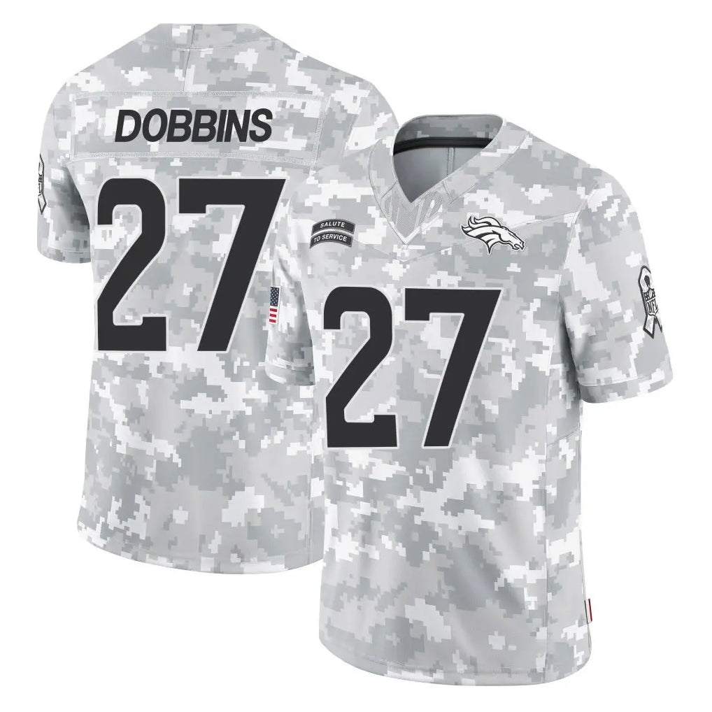 tocy D.Broncos #27 J.K. Dobbins Player Arctic Camo Salute To Service Limited Stitched Jerseys