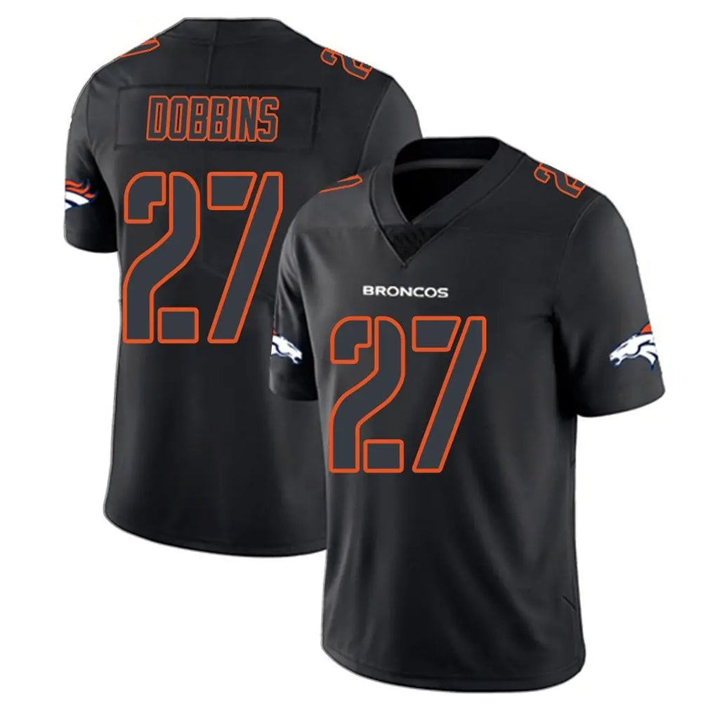 tocy D.Broncos #27 J.K. Dobbins Player Black Impact Limited Game Stitched Jerseys