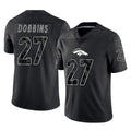 tocy D.Broncos #27 J.K. Dobbins Player Black Reflective Limited Stitched Jerseys