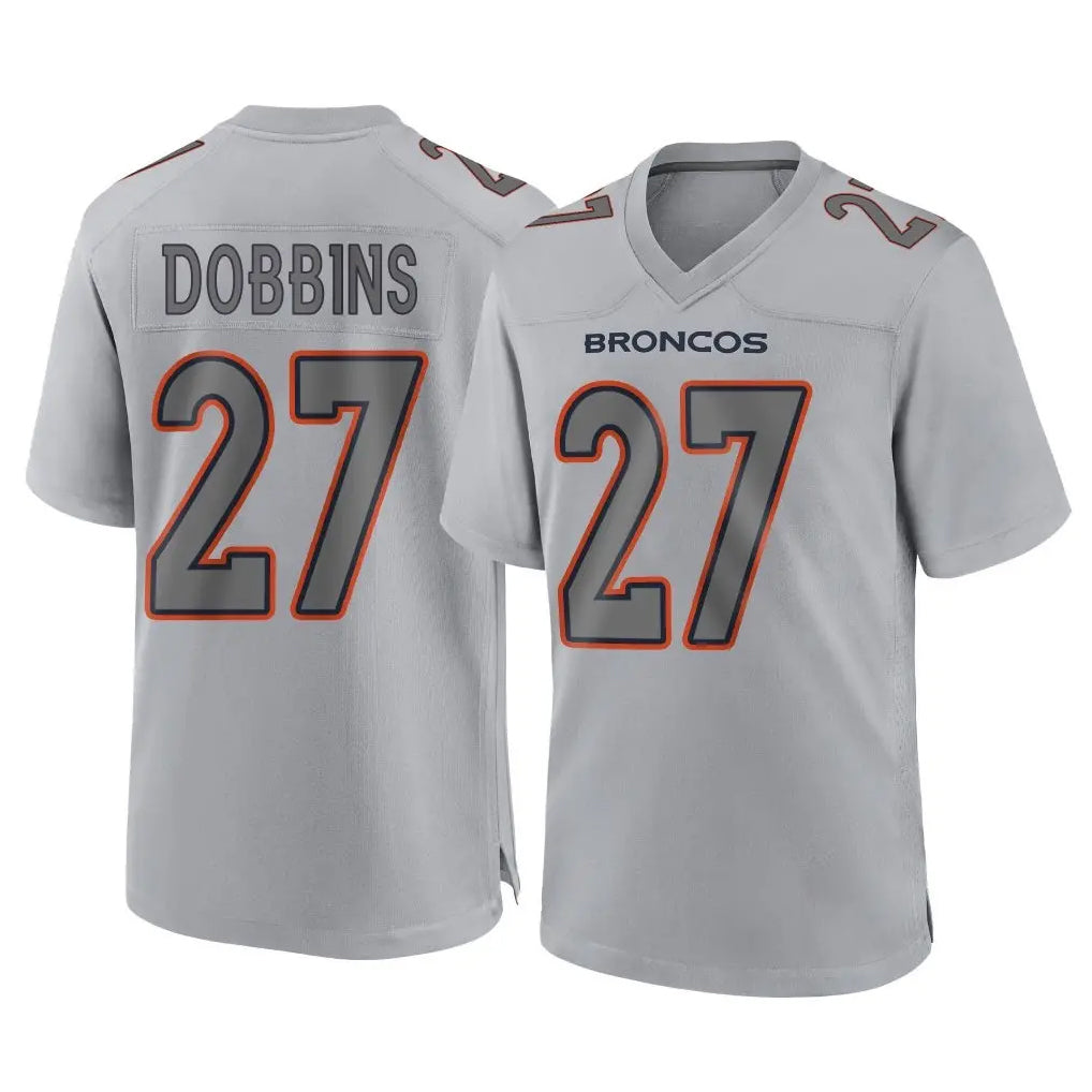 tocy D.Broncos #27 J.K. Dobbins Player Gray Atmosphere Fashion Limited Game Stitched Jerseys
