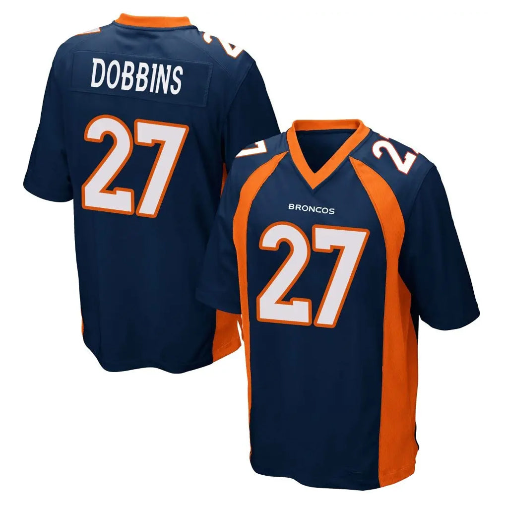 tocy D.Broncos #27 J.K. Dobbins Player Navy Game Stitched Jerseys