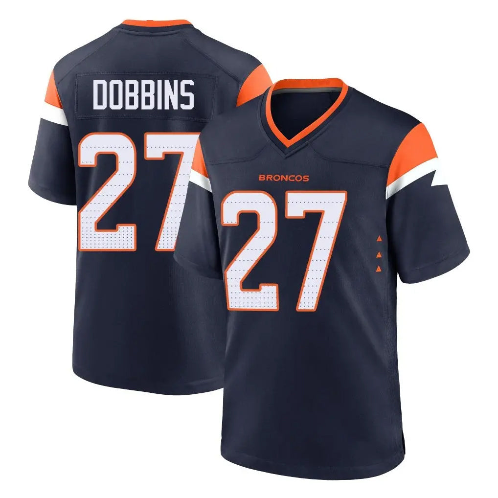 tocy D.Broncos #27 J.K. Dobbins Player Navy Home Game Stitched Jerseys
