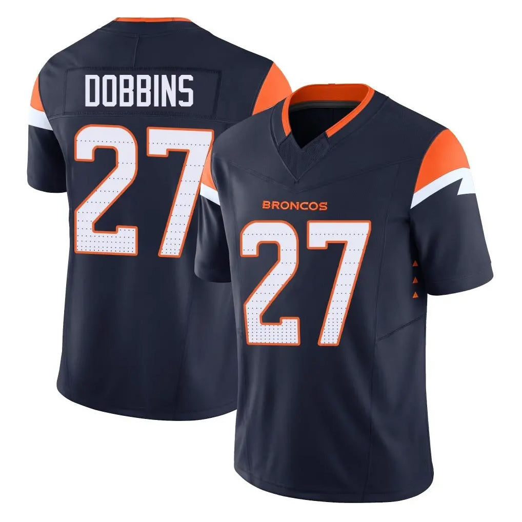 tocy D.Broncos #27 J.K. Dobbins Player Navy Limited Vapor F.U.S.E. Home Game Stitched Jerseys