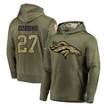 tocy D.Broncos #27 J.K. Dobbins Player Olive Salute to Service Pullover Hoodies Home Game Stitched Jerseys