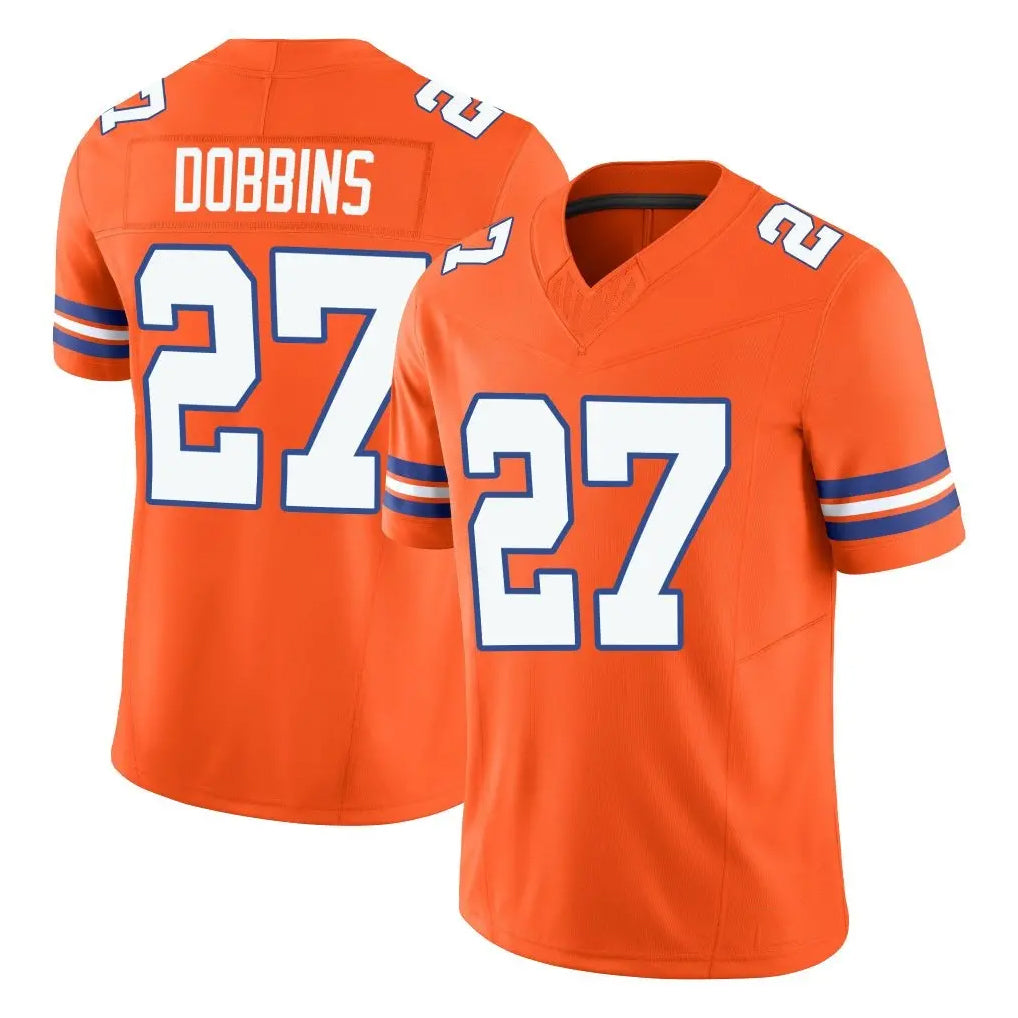 tocy D.Broncos #27 J.K. Dobbins Player Orange Limited Alternate Vapor F.U.S.E. Throwback Game Stitched Jerseys