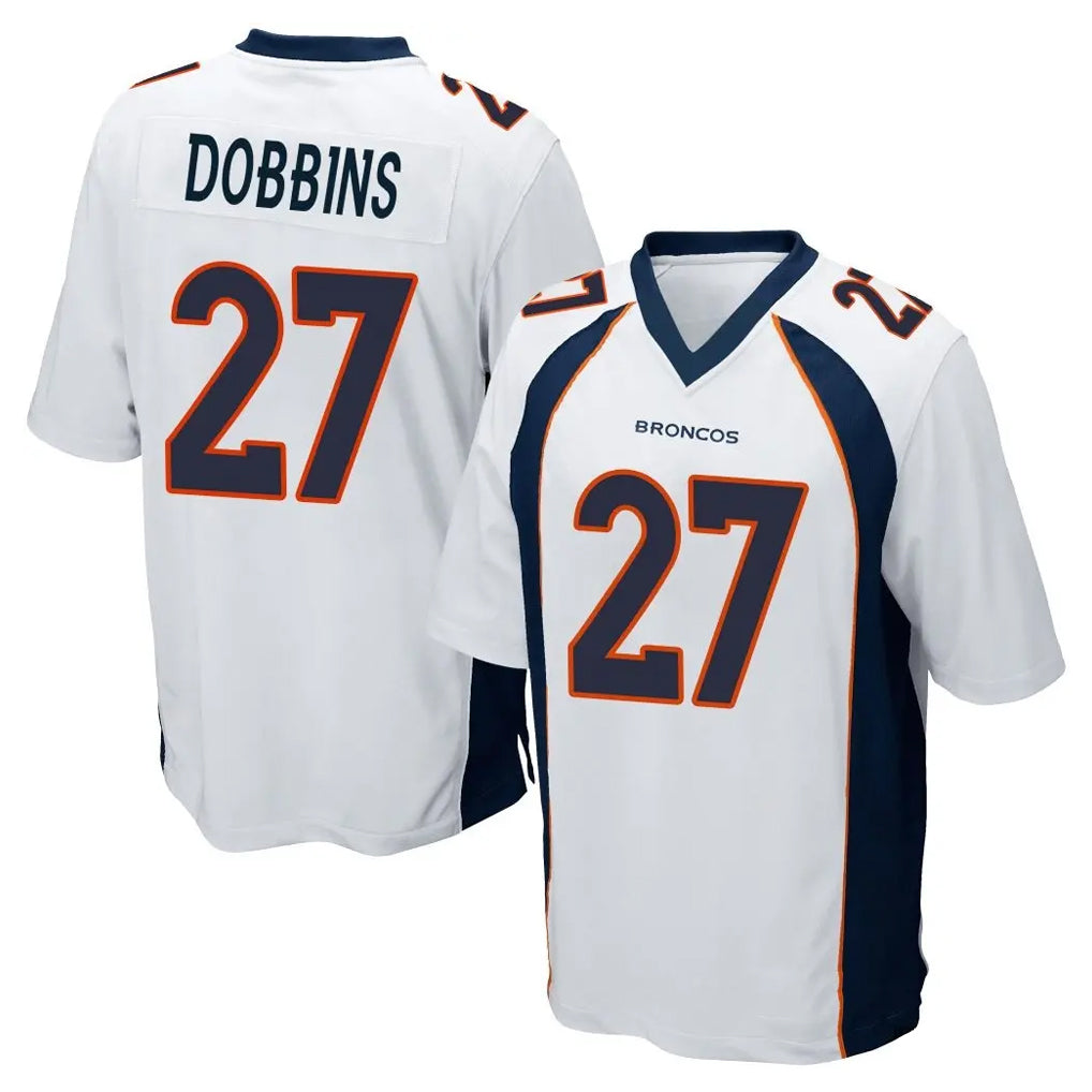 tocy D.Broncos #27 J.K. Dobbins Player White Game Stitched Jerseys