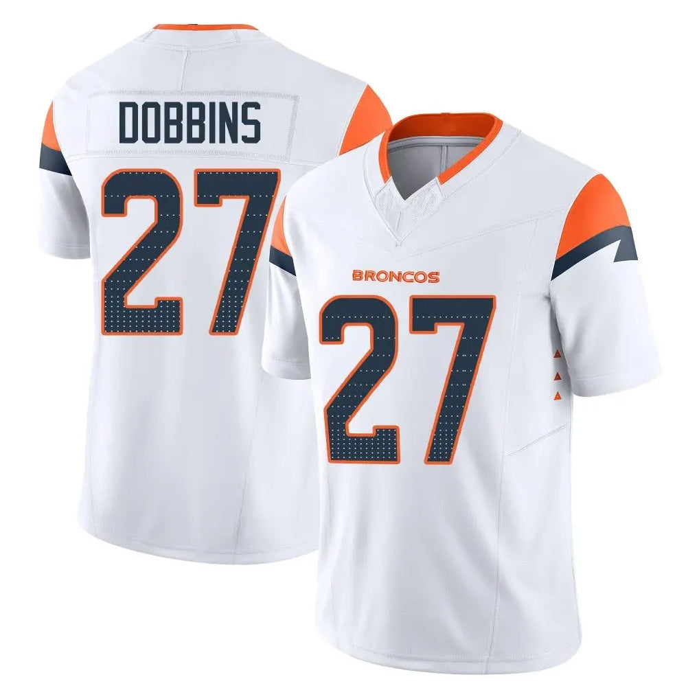 tocy D.Broncos #27 J.K. Dobbins Player White Limited Vapor F.U.S.E. Home Game Stitched Jerseys