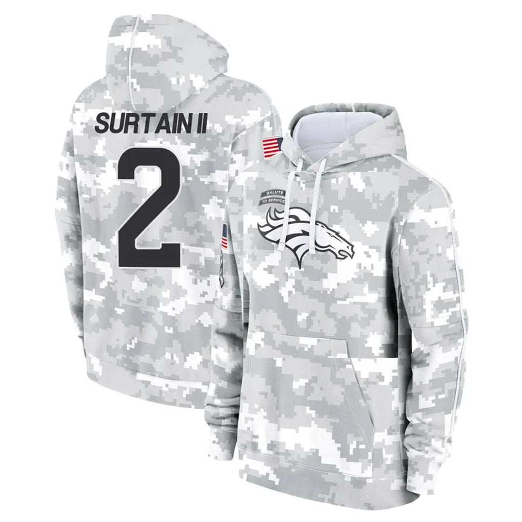 tocy D.Broncos #2 Pat Surtain II Player Arctic Camo Salute to Service Hoodies Limited Game Stitched Jerseys
