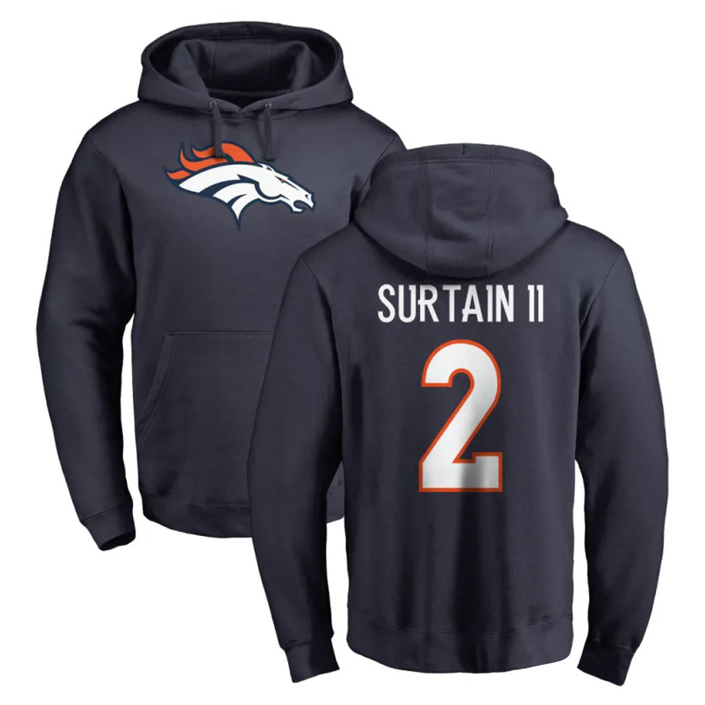 tocy D.Broncos #2 Pat Surtain II Player Navy Pullover Hoodie Limited Stitched Jerseys