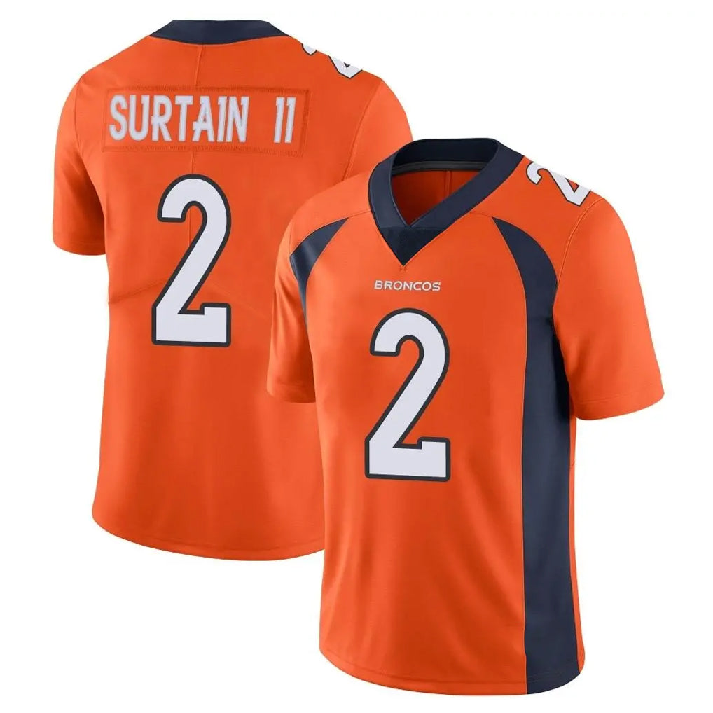tocy D.Broncos #2 Pat Surtain II Player Orange Color Vapor Untouchable Limited Game Stitched Jerseys