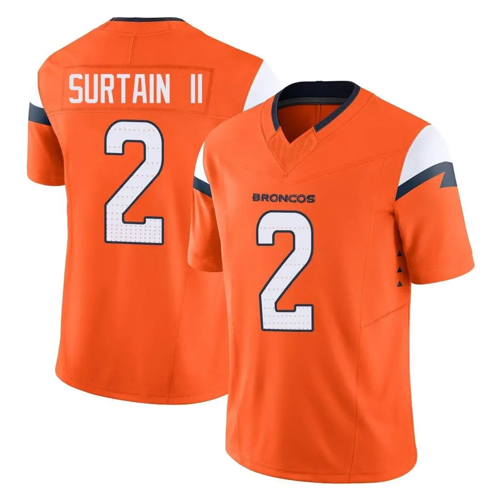 tocy D.Broncos #2 Pat Surtain II Player Orange Vapor F.U.S.E. Limited Home Game Stitched Jerseys