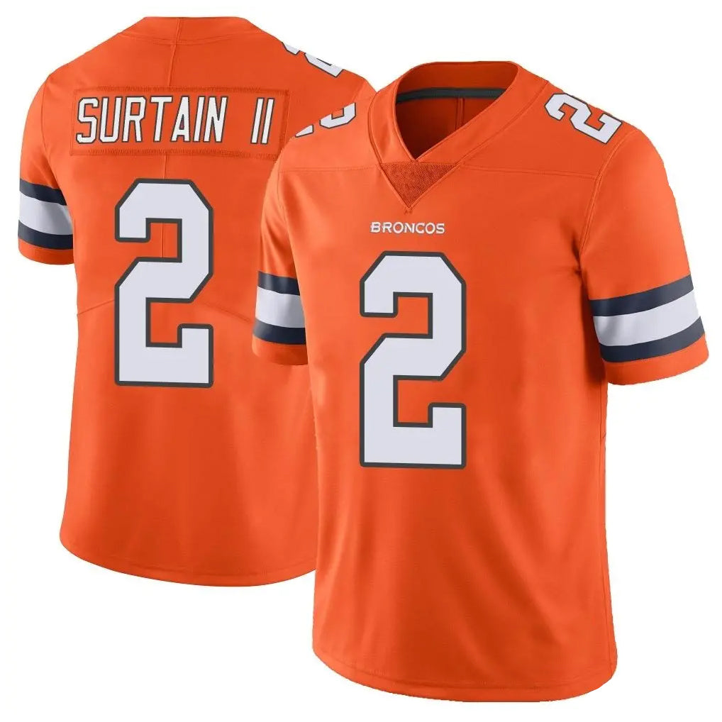 tocy D.Broncos #2 Pat Surtain II Player Orange Vapor Untouchable Limited Home Game Stitched Jerseys