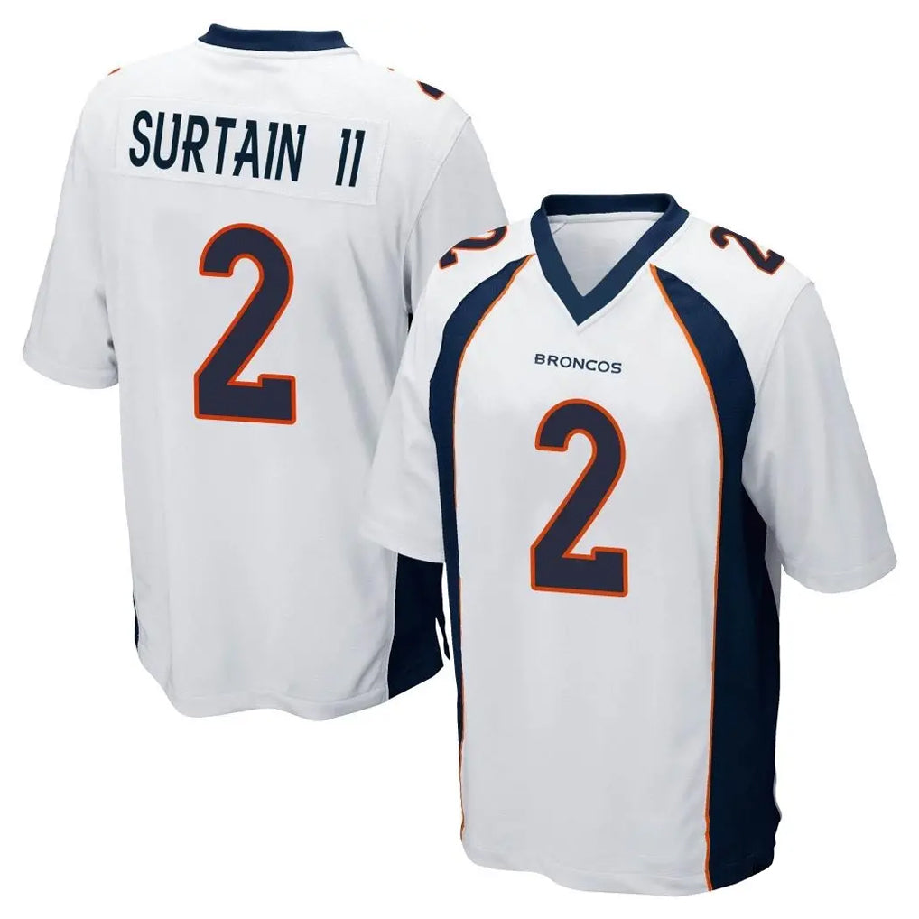 tocy D.Broncos #2 Pat Surtain II Player White Game Stitched Jerseys