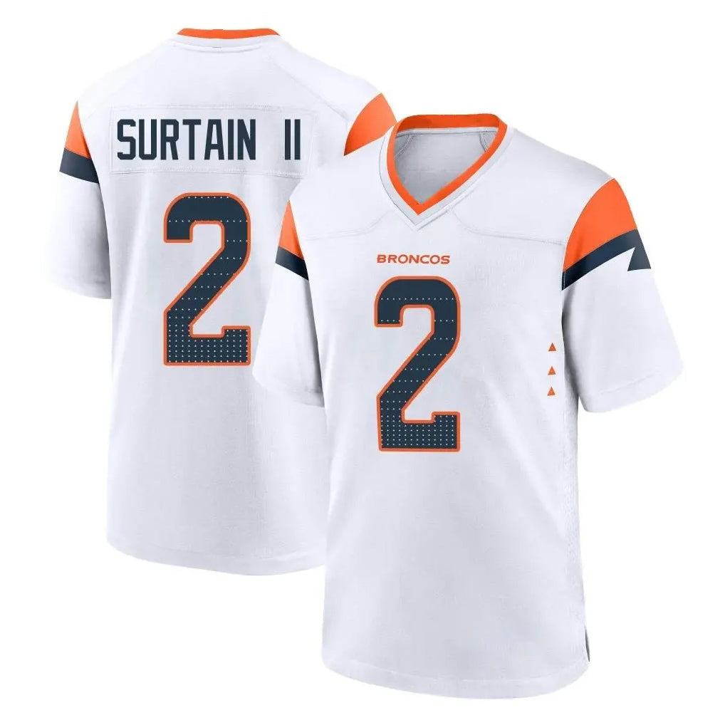 tocy D.Broncos #2 Pat Surtain II Player White Home Game Stitched Jerseys