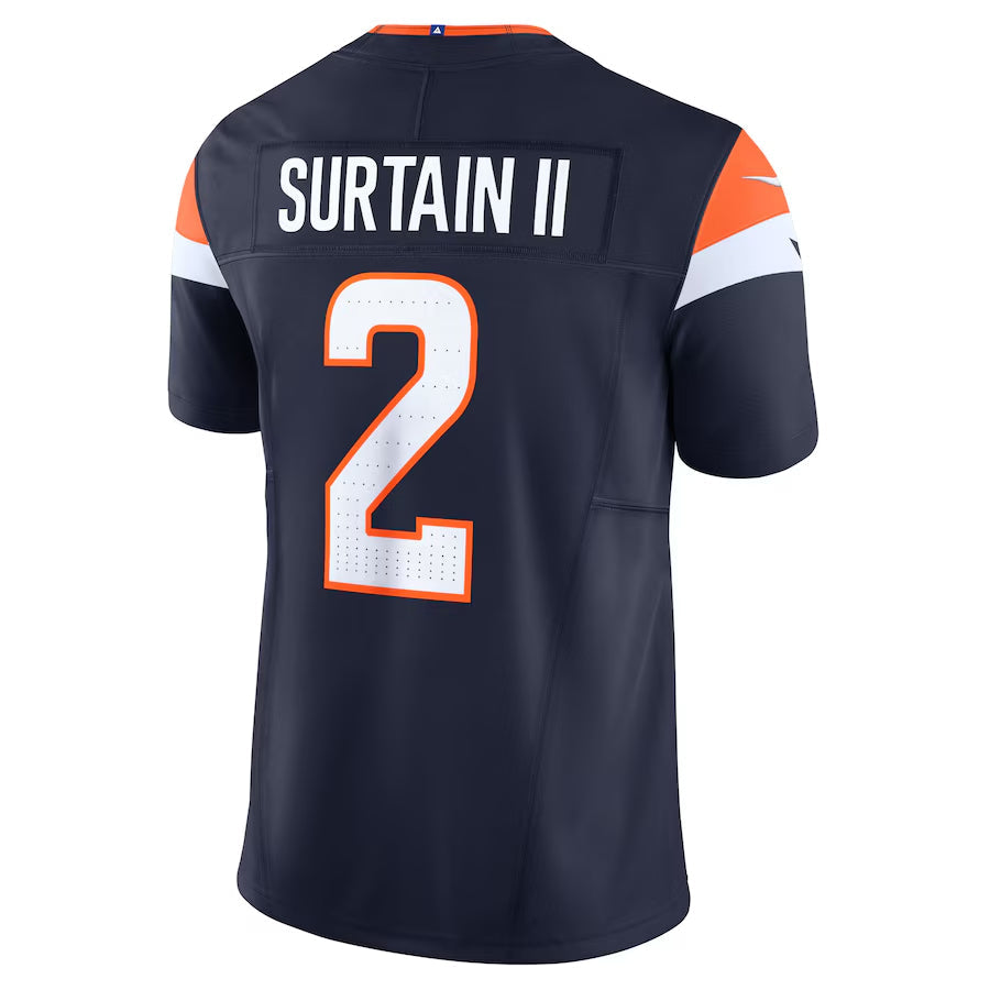 tocy D.Broncos #2 Patrick Surtain II Player Navy Vapor F.U.S.E. Limited  Stitched Jerseys