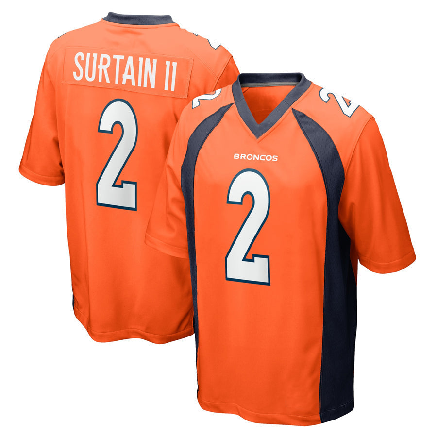 tocy D.Broncos #2 Patrick Surtain II Player Orange Home Game Football Stitched Jerseys