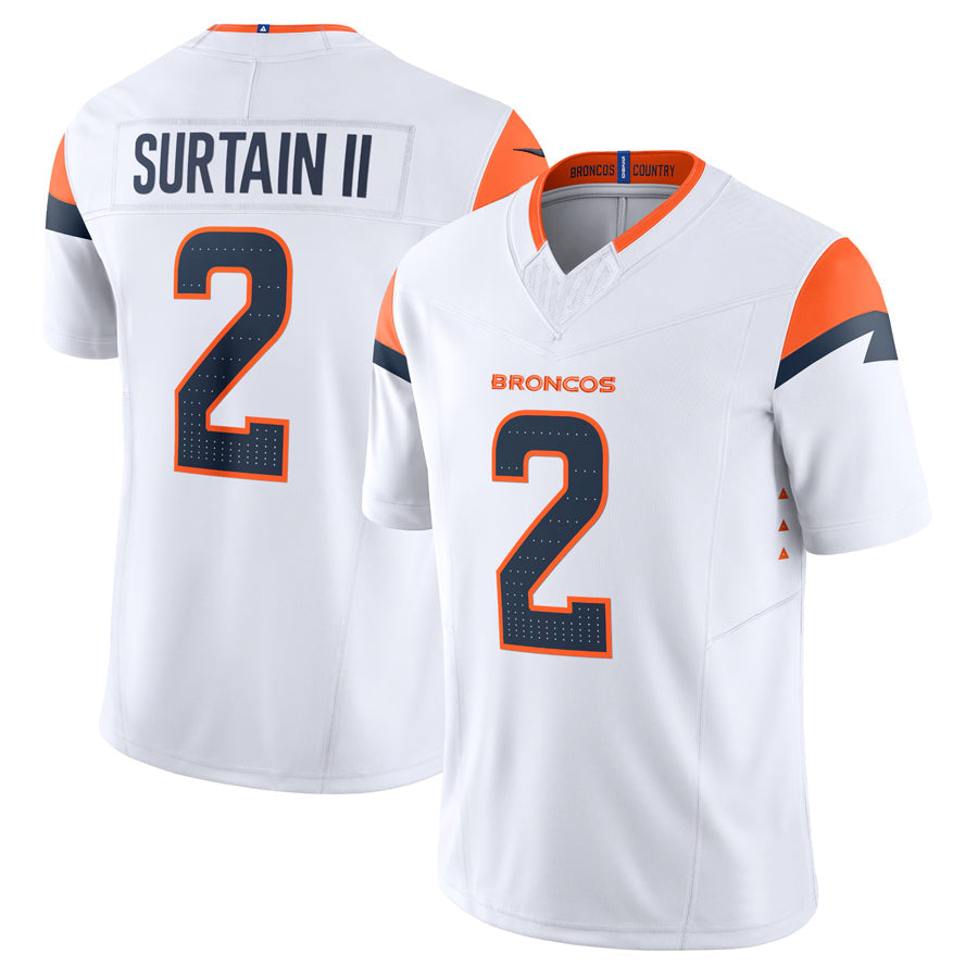tocy D.Broncos #2 Patrick Surtain II Player White Vapor F.U.S.E. Limited Stitched Jerseys