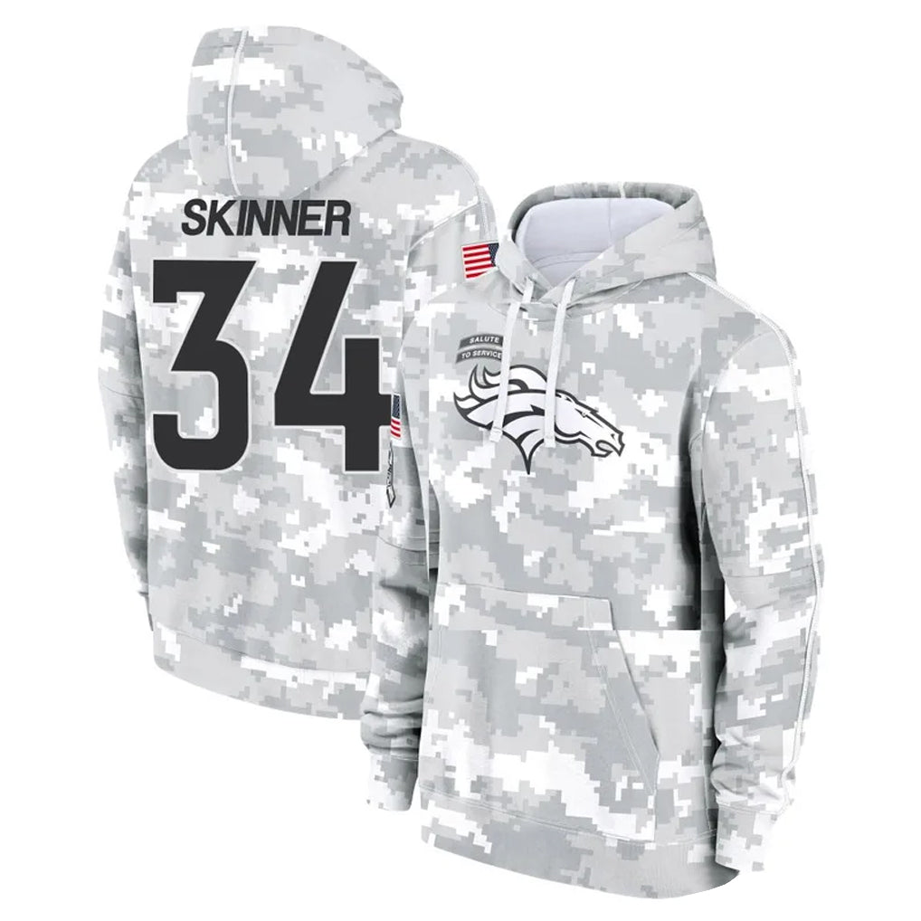 tocy D.Broncos #34 JL Skinner Player Arctic Camo Salute to Service Hoodies Limited Game Stitched Jerseys