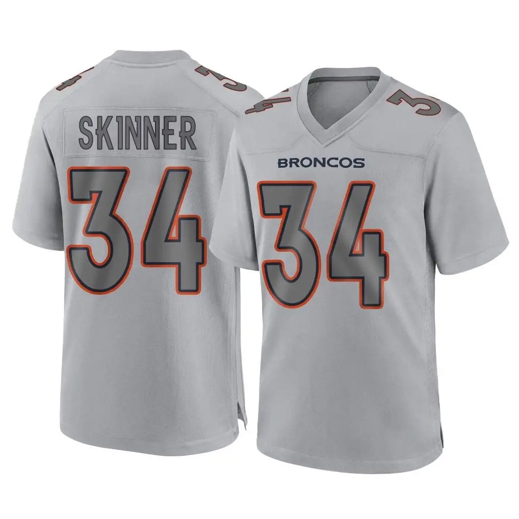 tocy D.Broncos #34 JL Skinner Player Gray Atmosphere Fashion Limited Game Stitched Jerseys