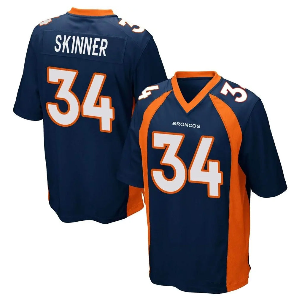 tocy D.Broncos #34 JL Skinner Player Navy Game Stitched Jerseys