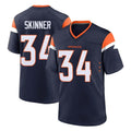 tocy D.Broncos #34 JL Skinner Player Navy Home Game Stitched Jerseys