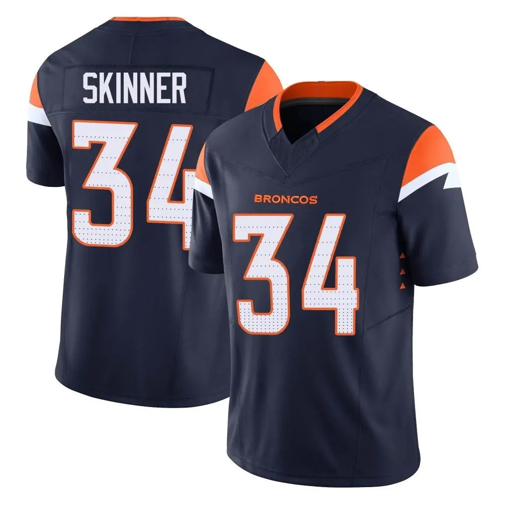 tocy D.Broncos #34 JL Skinner Player Navy Limited Vapor F.U.S.E. Home Game Stitched Jerseys