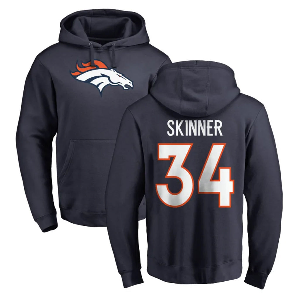 tocy D.Broncos #34 JL Skinner Player Navy Pullover Hoodie Limited Stitched Jerseys