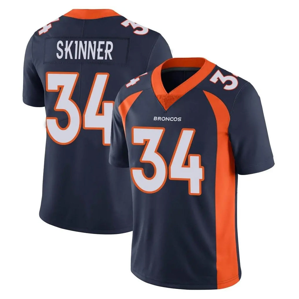 tocy D.Broncos #34 JL Skinner Player Navy Vapor Untouchable Limited Game Stitched Jerseys