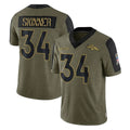tocy D.Broncos #34 JL Skinner Player Olive Salute To Service Limited Game Stitched Jerseys