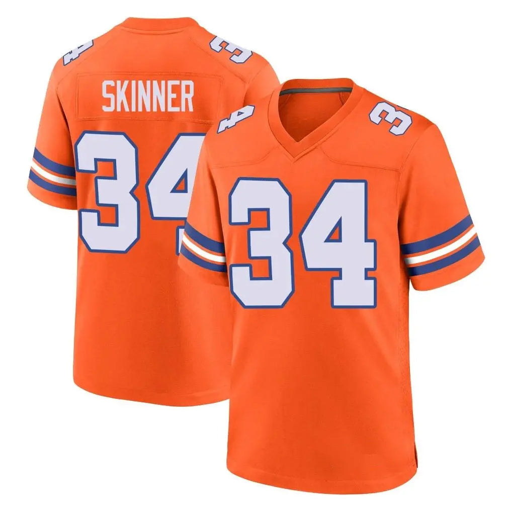 tocy D.Broncos #34 JL Skinner Player Orange Alternate Collection Throwback Game Stitched Jerseys