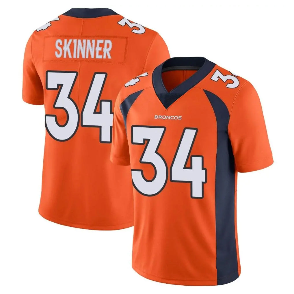tocy D.Broncos #34 JL Skinner Player Orange Color Vapor Untouchable Limited Game Stitched Jerseys