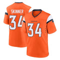 tocy D.Broncos #34 JL Skinner Player Orange Home Game Stitched Jerseys