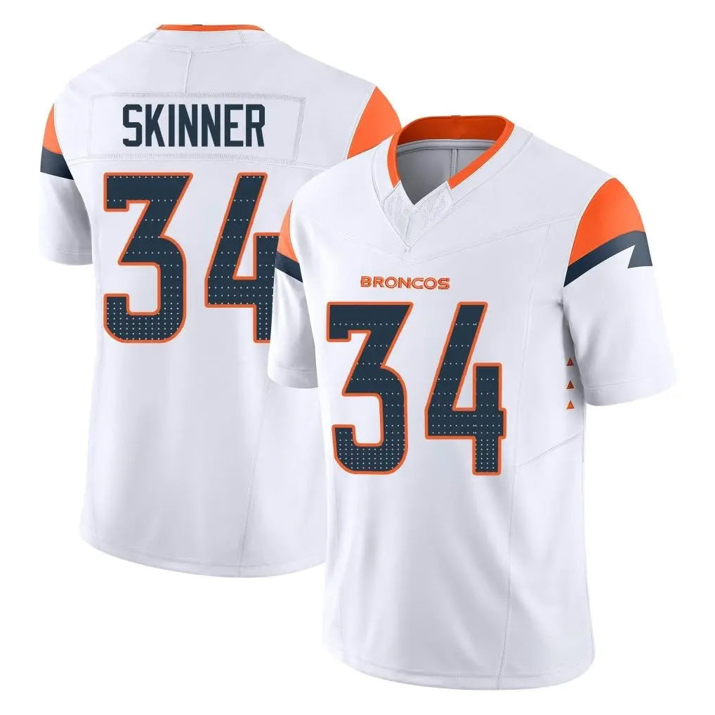 tocy D.Broncos #34 JL Skinner Player White Limited Vapor F.U.S.E. Home Game Stitched Jerseys