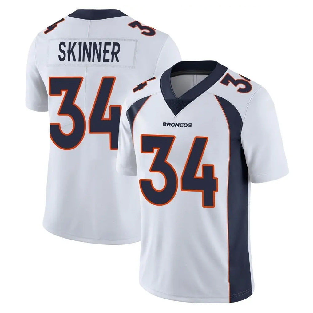 tocy D.Broncos #34 JL Skinner Player White Vapor Untouchable Limited Home Game Stitched Jerseys
