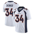 tocy D.Broncos #34 JL Skinner Player White Vapor Untouchable Limited Home Game Stitched Jerseys
