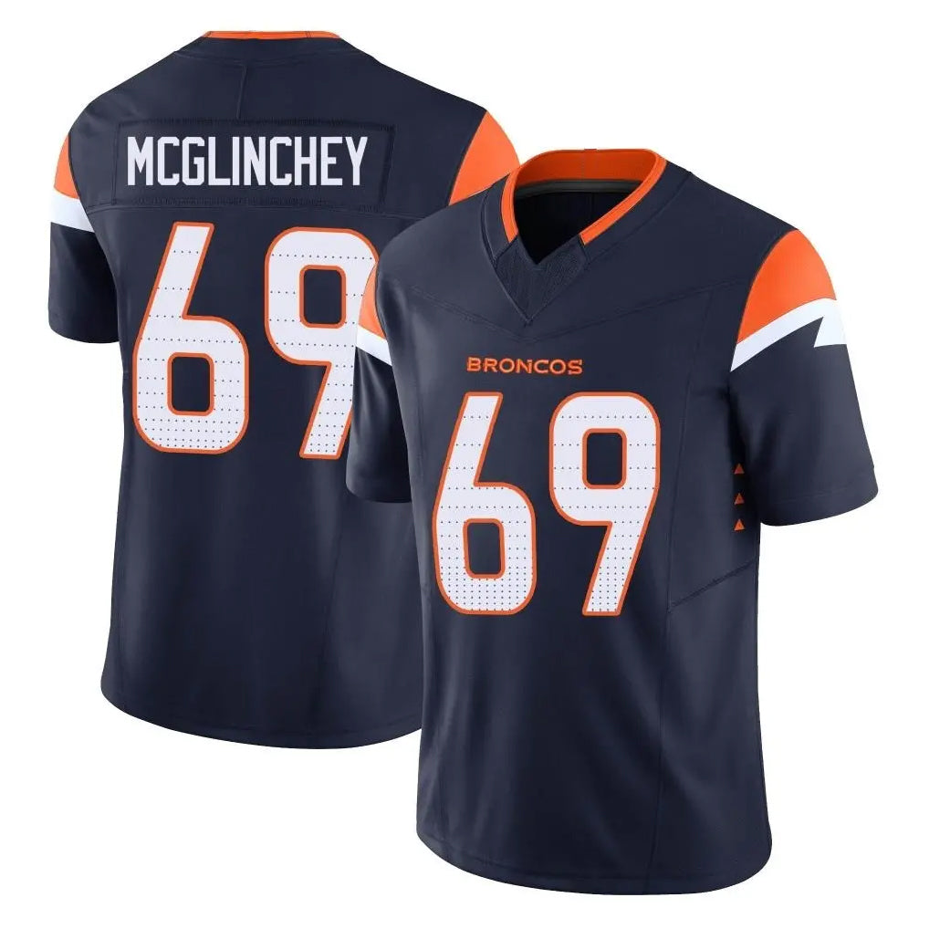 tocy D.Broncos #69 Mike McGlinchey Player Navy Limited Vapor F.U.S.E. Home Game Stitched Jerseys