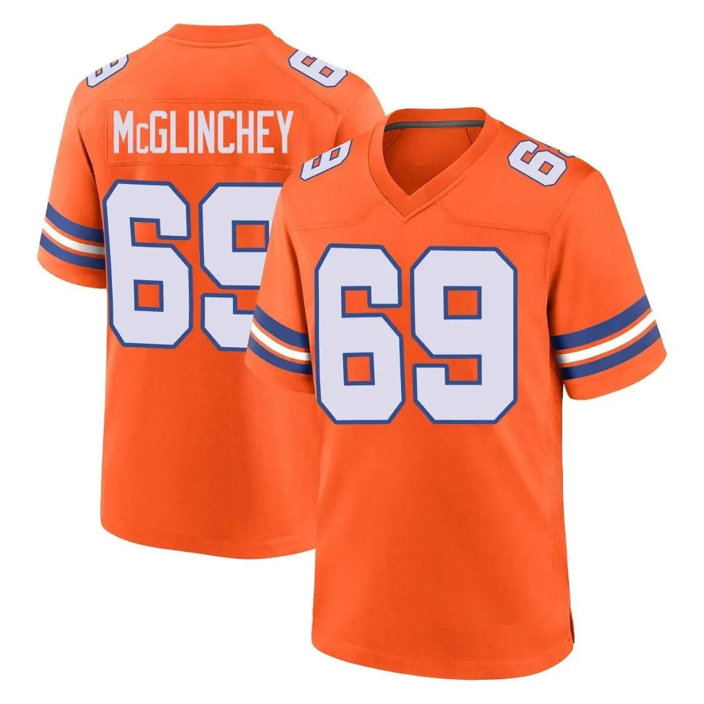 tocy D.Broncos #69 Mike McGlinchey Player Orange Alternate Collection Throwback Game Stitched Jerseys