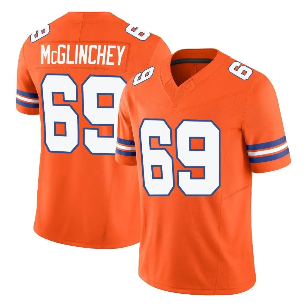 tocy D.Broncos #69 Mike McGlinchey Player Orange Limited Alternate Vapor F.U.S.E. Throwback Game Stitched Jerseys