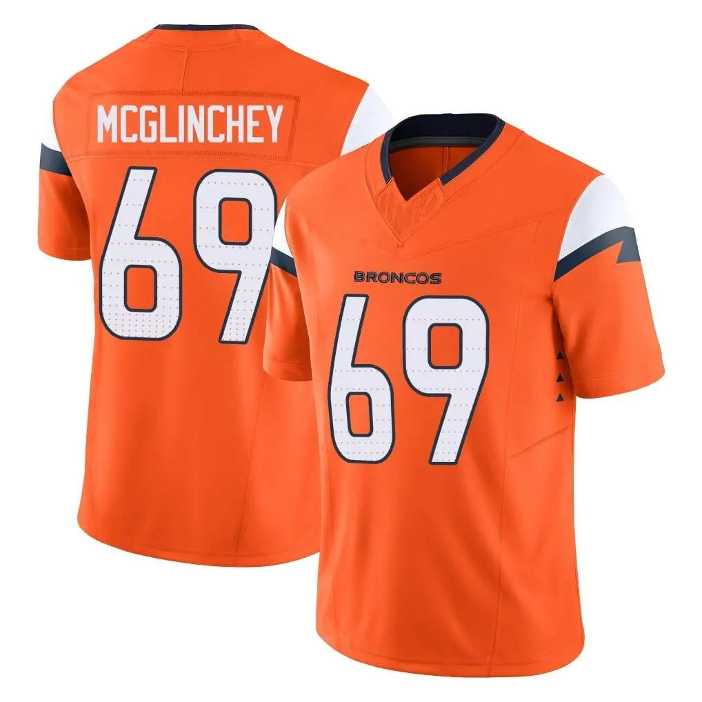tocy D.Broncos #69 Mike McGlinchey Player Orange Vapor F.U.S.E. Limited Home Game Stitched Jerseys