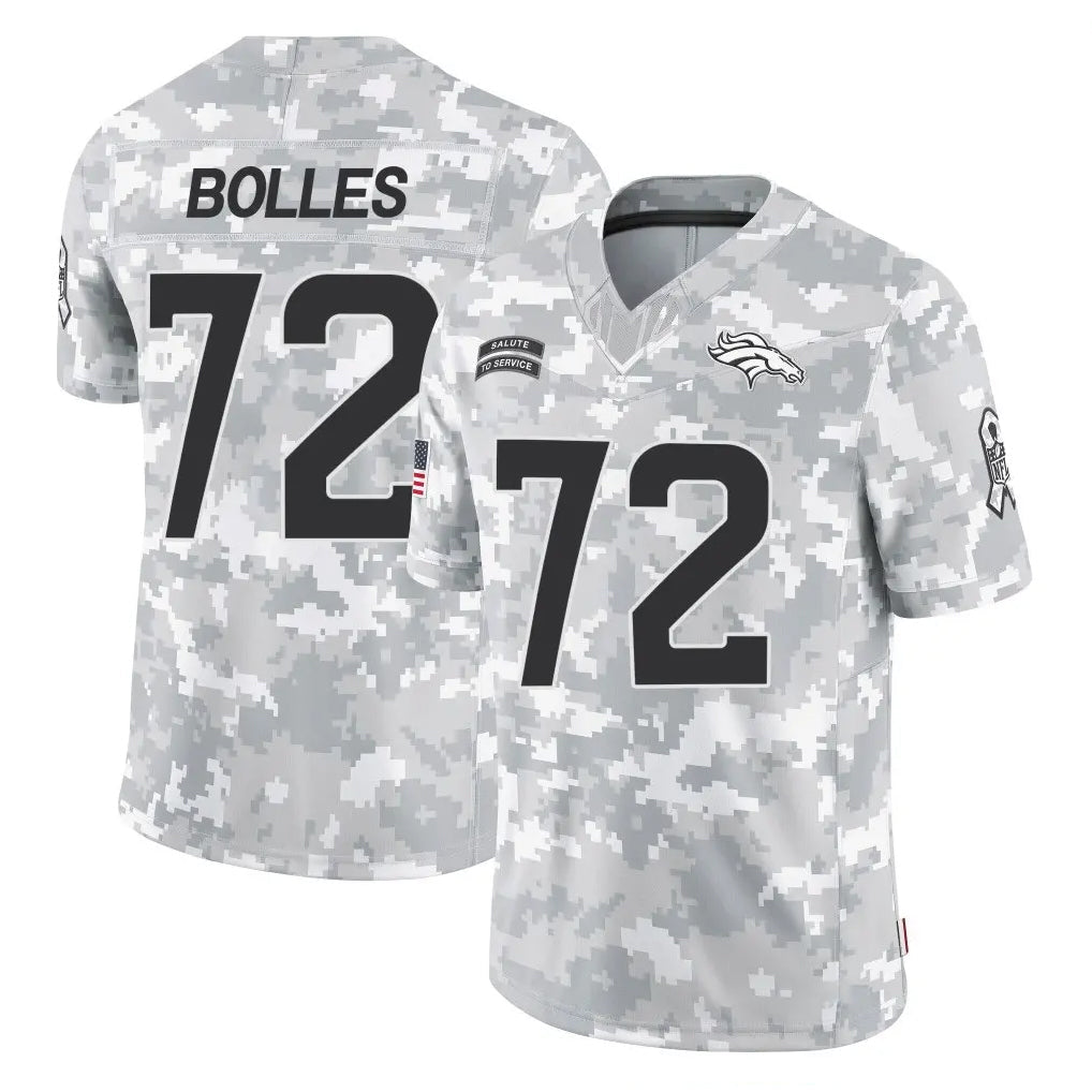 tocy D.Broncos #72 Garett Bolles Player Arctic Camo Salute To Service Limited Stitched Jerseys
