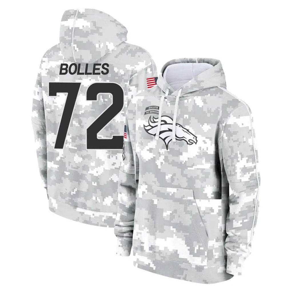 tocy D.Broncos #72 Garett Bolles Player Arctic Camo Salute to Service Hoodies Limited Game Stitched Jerseys