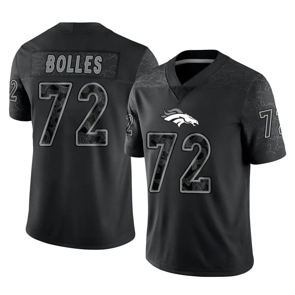 tocy D.Broncos #72 Garett Bolles Player Black Reflective Limited Stitched Jerseys