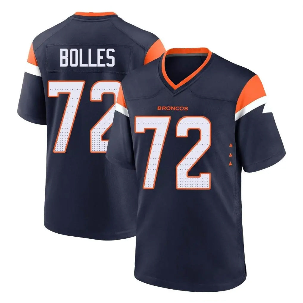 tocy D.Broncos #72 Garett Bolles Player Navy Home Game Stitched Jerseys