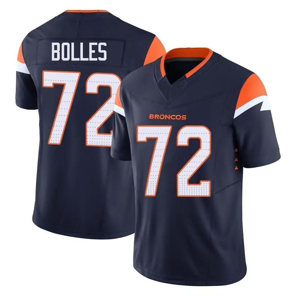 tocy D.Broncos #72 Garett Bolles Player Navy Limited Vapor F.U.S.E. Home Game Stitched Jerseys