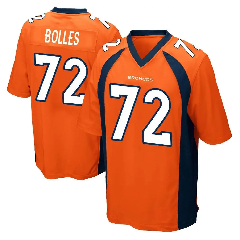 tocy D.Broncos #72 Garett Bolles Player Orange Color Home Game Stitched Jerseys