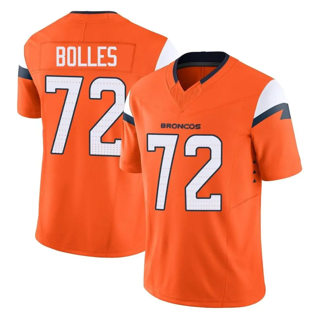 tocy D.Broncos #72 Garett Bolles Player Orange Vapor F.U.S.E. Limited Home Game Stitched Jerseys