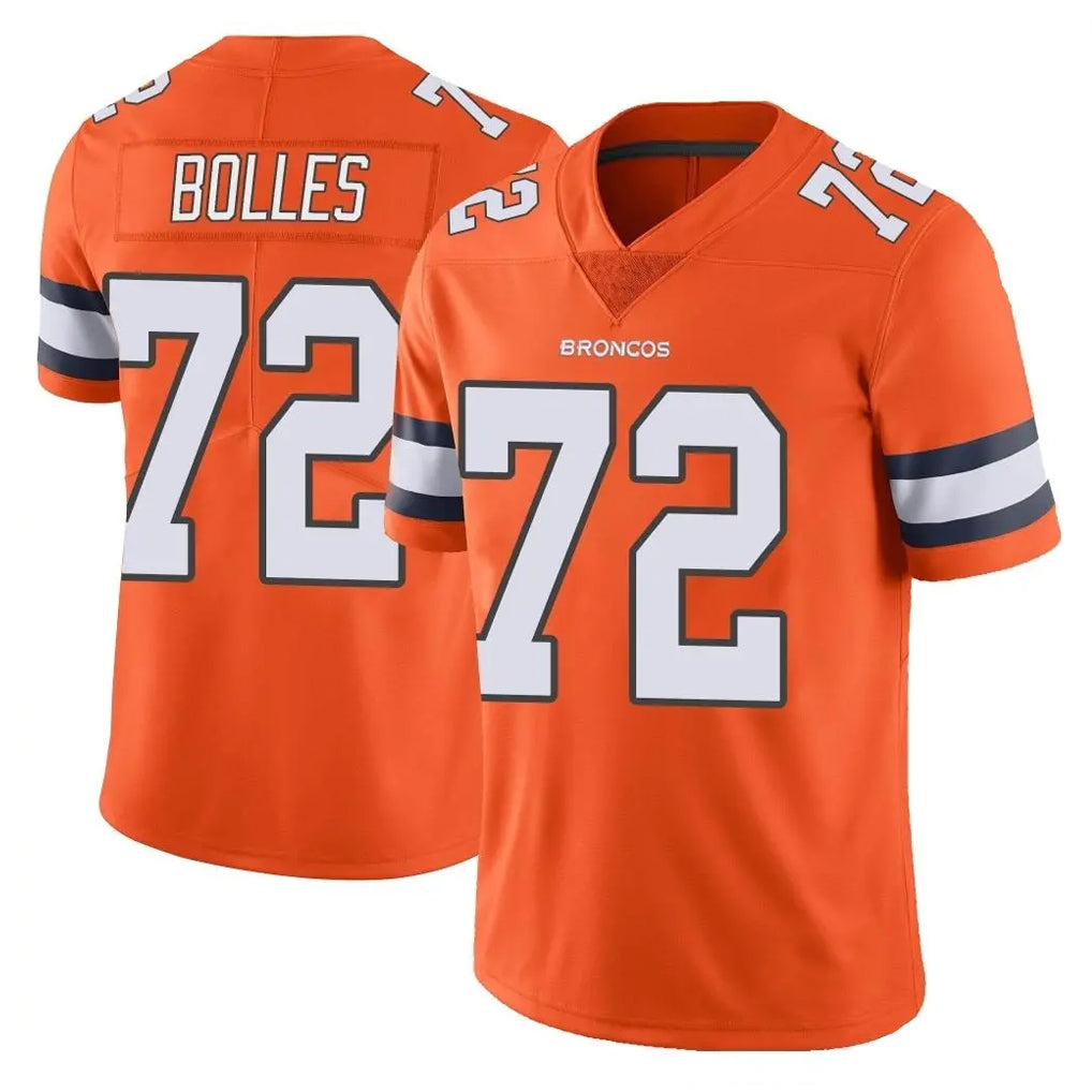 tocy D.Broncos #72 Garett Bolles Player Orange Vapor Untouchable Limited Home Game Stitched Jerseys