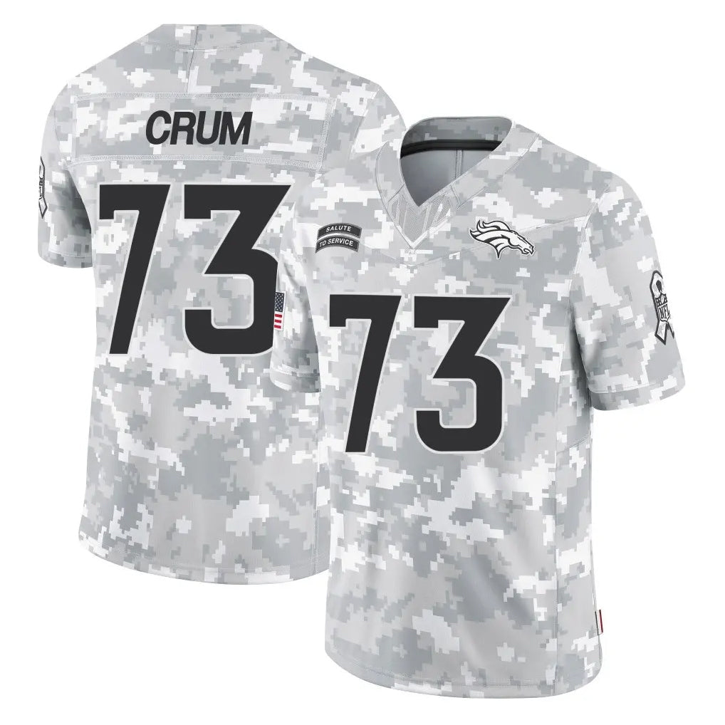 tocy D.Broncos #73 Frank Crum Player Arctic Camo Salute To Service Limited Stitched Jerseys